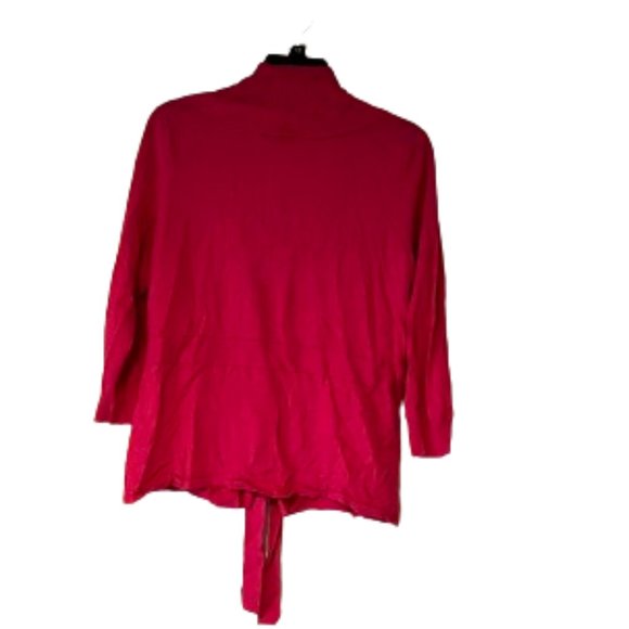 New York & Company Fuchsia 3/4 Sleeve, Shawl Collar Wrap Cardigan - Medium - Picture 2 of 5